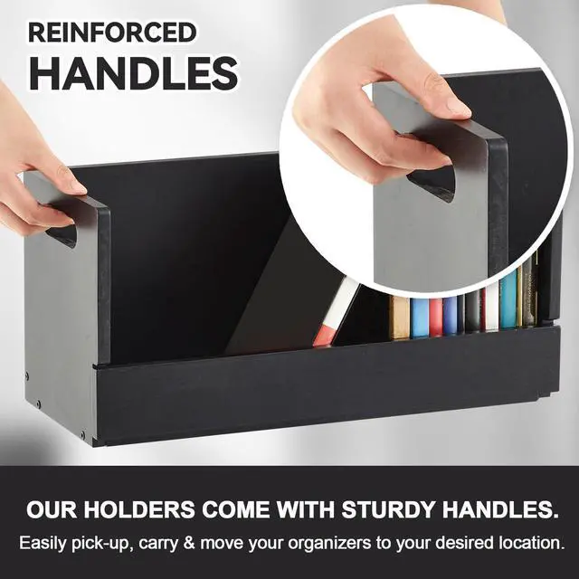 Alt view image 4 of 7 - 1 Pack Wooden DVD Storage Organizer Boxes, Holds 26 DVDs, Solid Wood Media Storage with Carry Handles for DVDs, CDs, Blu-ray Discs, Movie Cases and Cassette Tapes, Black
