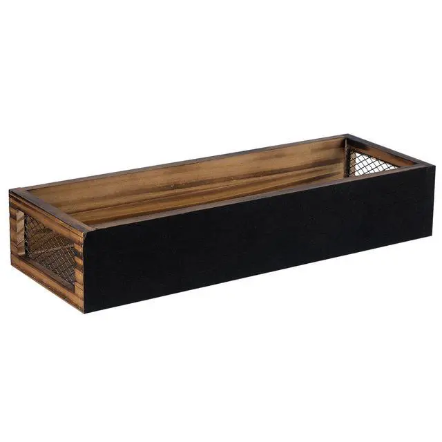 Alt view image 7 of 7 - Cassette Tape Storage, Farmhouse Style Cassette Rack Towe for Table or Wall Mount, Rustic Solid Burnt Wood & Diamond Metal Wire Mesh