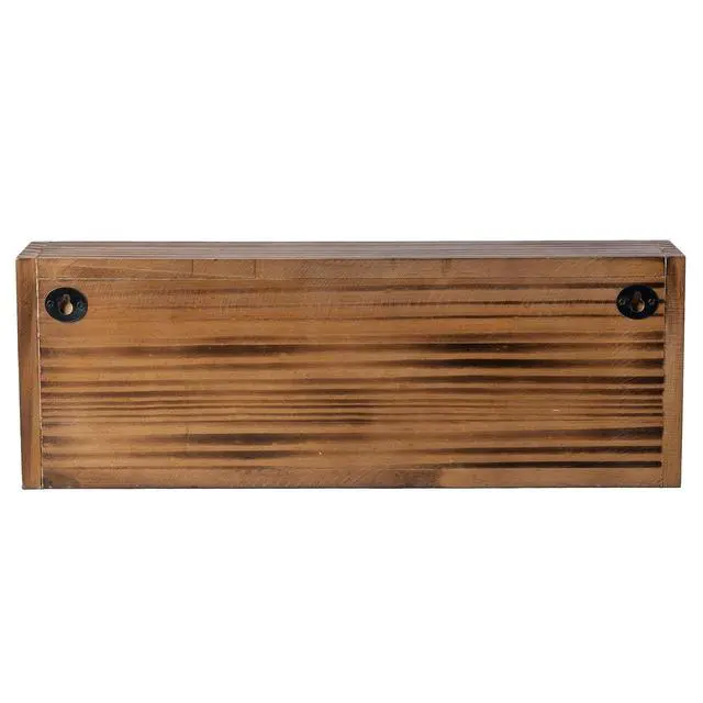 Alt view image 6 of 7 - Cassette Tape Storage, Farmhouse Style Cassette Rack Towe for Table or Wall Mount, Rustic Solid Burnt Wood & Diamond Metal Wire Mesh