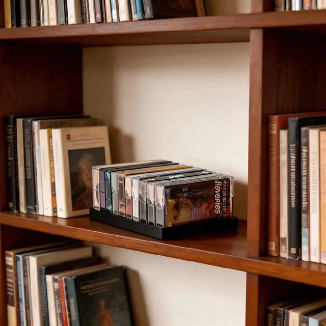 Alt view image 6 of 6 - Cassette Tape Storage Holder -10 Slots Audio Cassette Tape Holder, No Assembly Required, Space-Saving Design, Easy Access - For Home & Studio Use by Music Lovers & Collectors