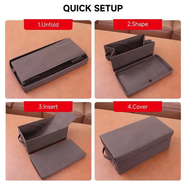 Alt view image 5 of 5 - DVD Storage Box 2 Pack Brown Sturdy Media Organizer with Lids, Stackable Storage Bin for DVDs, CDs, Video Games, and Discs