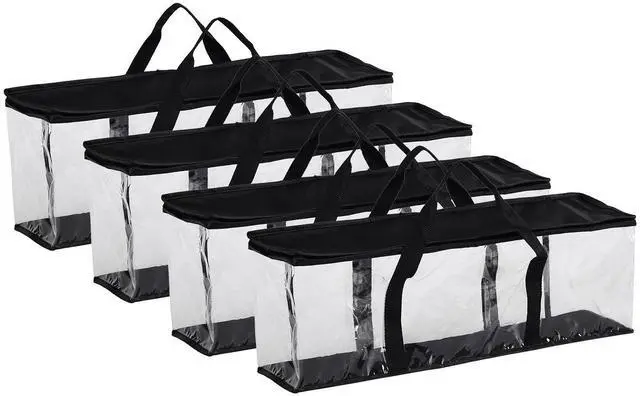 Main image of Set of 4 DVD Storage Bags Hold up to 160 DVDs (40 Each Bag), Water Resistant DVD Holder Case with Handles, Transparent PVC Media Storage for DVDs, CDs, Video Games, Books