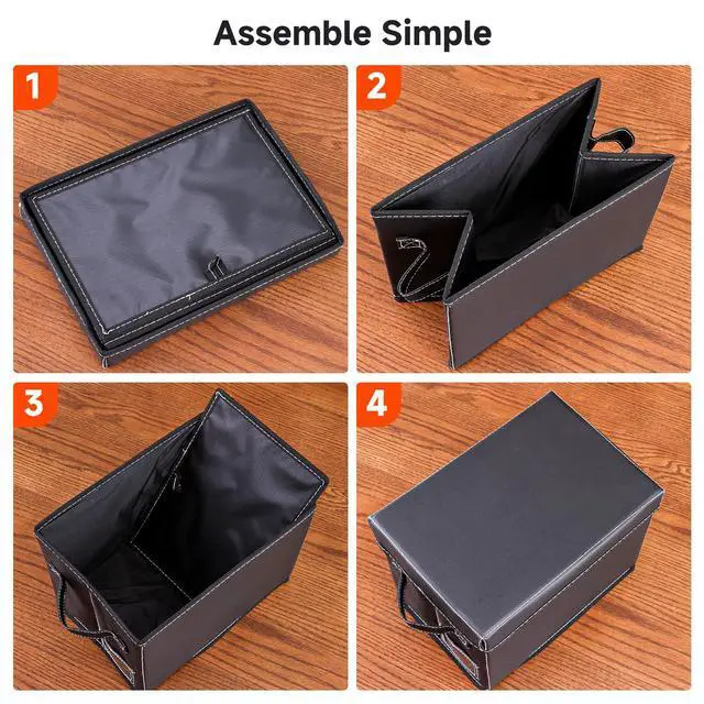 Alt view image 5 of 5 - 2-Pack 7-Inch Vinyl Record Storage Boxes Black Faux Leather Record Holder & Case with Lid Compact Storage Crate for Singles, EPs, Vinyl Rolls, and Accessories