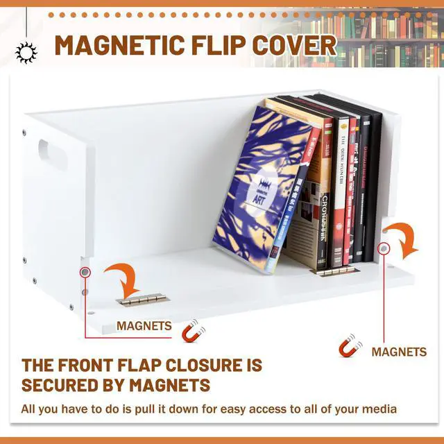 Alt view image 3 of 7 - 2 Set Wooden DVD and CD Storage Box Cassette Tape Display Stand Holder Rack with Carrying Handle, Organizer Shelf for Movie Cases, Each Can Store up to 36 CDs and 26 DVDs (White)