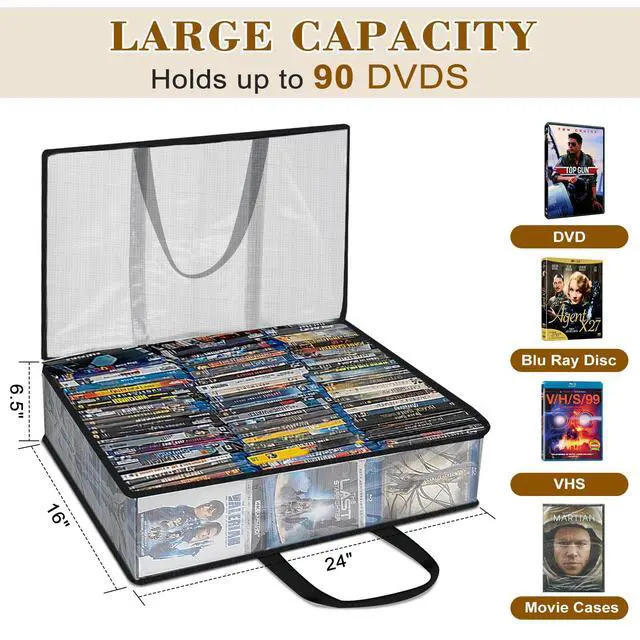 Alt view image 3 of 6 - 2 Pack DVD Storage Bag, Sturdy Clear CD Organizer with Carrying Handles,Media Organizer Bag for DVDs, CDs,PS4 Game,VHS, Blu Ray Disc
