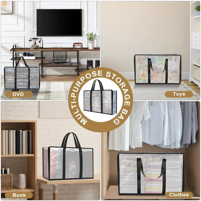 Alt view image 6 of 6 - 2 Pack DVD Storage Bag, Sturdy Clear CD Organizer with Carrying Handles,Media Organizer Bag for DVDs, CDs,PS4 Game,VHS, Blu Ray Disc
