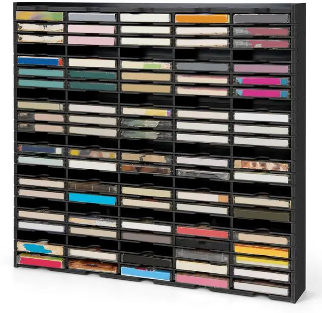 Main image of 115-Slot Cassette Tape Storage Organizer Rack, Wall Mount Cassette Tape Holder, Audio Cassettes Display Shelf, Ideal Gift for Cassette Collectors