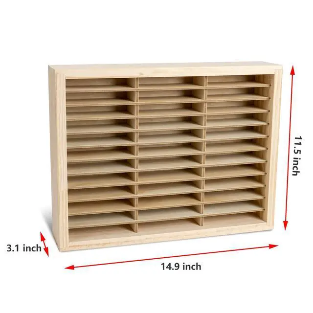 Alt view image 7 of 7 - Cassette Tape Storage Rack, 36-slot Wood Cassette Tape Holder, Wall Mount or Freestanding Audio Cassette Organizer, Playing Card Storage, Unfinished Pine