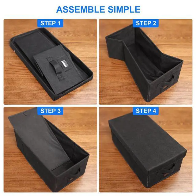 Alt view image 4 of 5 - DVD Storage Box with Handles and Lid DVD Case Holder Organizer with External Label Slots, Stackable DVD Storage Case for Dust-Free and Space-Saving Media Storage4Pack-Black
