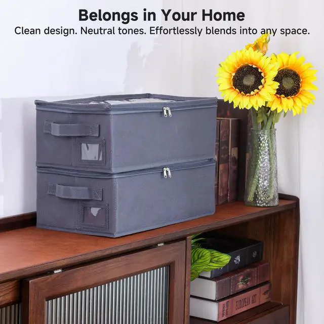 Alt view image 2 of 5 - VHS Storage Box 2 Pack Cassette Tape Storage Organizer with Clear PVC Lid Stackable Storage Box Holds 14 Clamshell VHS Tapes Gray Media Case