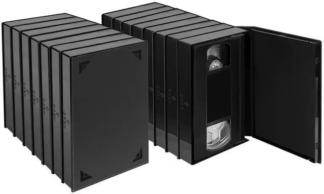 Main image of 15 Pack VHS Album Case, Black VHS Tape Protector Case, VHS Cassette Storage Box with Full Window Cover