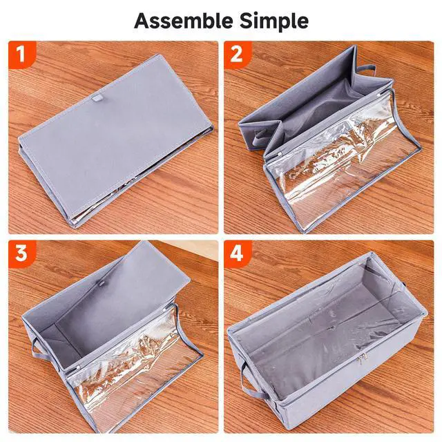 Alt view image 5 of 5 - VHS Storage Box 2 Pack Cassette Tape Storage Organizer with Clear PVC Lid Stackable Storage Box Holds 14 Clamshell VHS Tapes Gray Media Case
