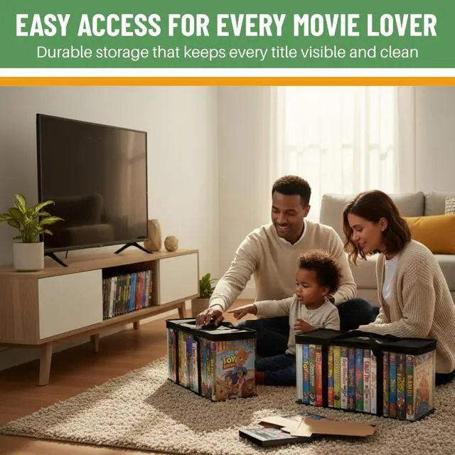 Alt view image 7 of 7 - 4 Pack VHS Storage Bag-Movie Organizer-Video Tape-Handles-Hold 60-No Dust