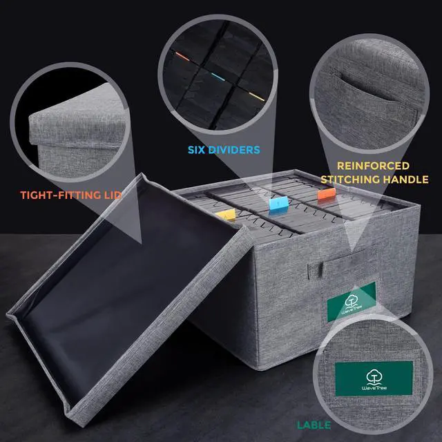 Alt view image 5 of 6 - VHS Storage Box with Lid, Practical VHS Storage Case with Index Labels, 14.4 x 13.4 x 8.2 Inch VHS Holder Storage Containers to Store up to 42 VHS Tapes- Gray