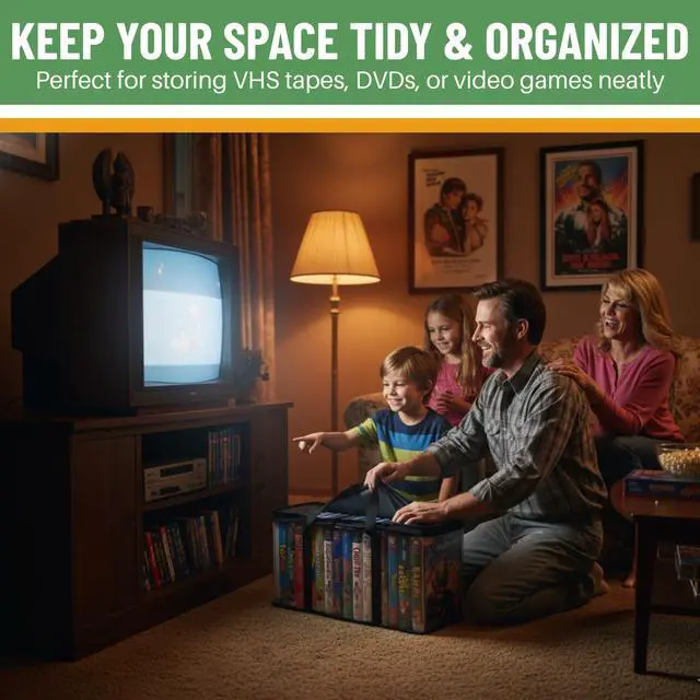 Alt view image 4 of 7 - 4 Pack VHS Storage Bag-Movie Organizer-Video Tape-Handles-Hold 60-No Dust