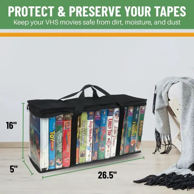 Alt view image 3 of 7 - 4 Pack VHS Storage Bag-Movie Organizer-Video Tape-Handles-Hold 60-No Dust