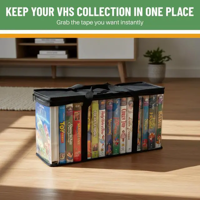 Alt view image 6 of 7 - 4 Pack VHS Storage Bag-Movie Organizer-Video Tape-Handles-Hold 60-No Dust