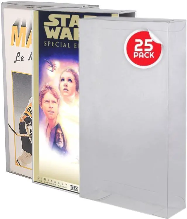Main image of VHS Cassette Tape Display Protector Case - 0.35 mm Thick Clear PET Plastic Display Case Compatible with Star Wars, Disney, Jurassic Park, Titanic Movie Collection Storage (25 Pack)