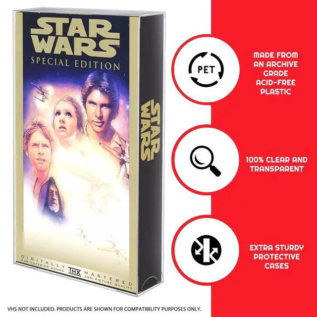 Alt view image 7 of 7 - VHS Cassette Tape Display Protector Case - 0.35 mm Thick Clear PET Plastic Display Case Compatible with Star Wars, Disney, Jurassic Park, Titanic Movie Collection Storage (25 Pack)