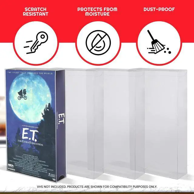 Alt view image 6 of 7 - VHS Cassette Tape Display Protector Case - 0.35 mm Thick Clear PET Plastic Display Case Compatible with Star Wars, Disney, Jurassic Park, Titanic Movie Collection Storage (25 Pack)