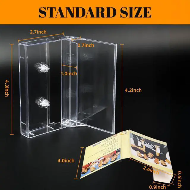 Alt view image 2 of 7 - 10-Pack Cassette Tape Storage Cases & Holder - Clear Plastic Audio Cassette Organizer with Anti-Scratch/Dust Protection, Classic Norelco-Style Replacement Boxes (4.28" L x 2.75" W x 0.6" H)