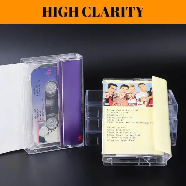 Alt view image 5 of 7 - 10-Pack Cassette Tape Storage Cases & Holder - Clear Plastic Audio Cassette Organizer with Anti-Scratch/Dust Protection, Classic Norelco-Style Replacement Boxes (4.28" L x 2.75" W x 0.6" H)