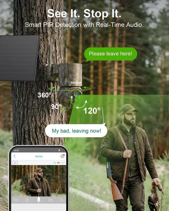 Alt view image 5 of 7 - 4G LTE Cellular Trail Camera with SIM, Solar, 2K 360° PTZ, No WiFi
