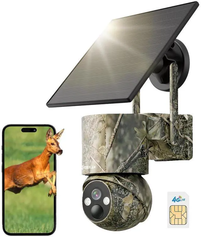 Main image of 4G LTE Cellular Trail Camera with SIM, Solar, 2K 360° PTZ, No WiFi