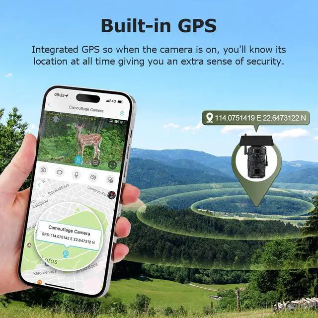 Alt view image 3 of 7 - 4G LTE Solar Trail Camera, 12MP 940nm No-Glow Full Color Night Vision, Dual PIR Motion Detection, Built-in GPS, Two-Way Audio, IP66 Camouflage Wildlife Hunting Camera for Outdoor Monitoring