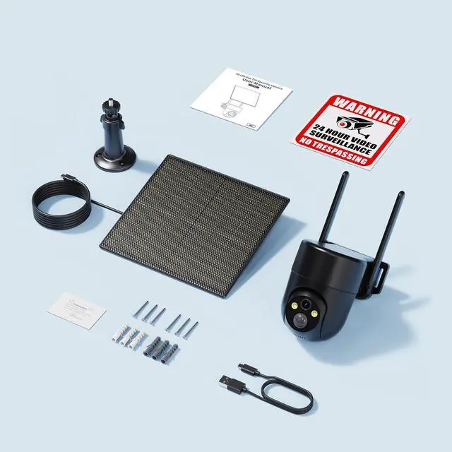 Alt view image 7 of 7 - 4G LTE Cellular Security Cameras Outdoor, 2K 360° View No WiFi Needed Solar Powered Security Camera, Color Night Vision, Built-in SIM Card, Unlimited Data Plan