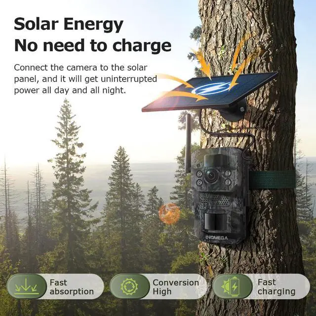Alt view image 5 of 7 - 4G LTE Solar Trail Camera, 12MP 940nm No-Glow Full Color Night Vision, Dual PIR Motion Detection, Built-in GPS, Two-Way Audio, IP66 Camouflage Wildlife Hunting Camera for Outdoor Monitoring