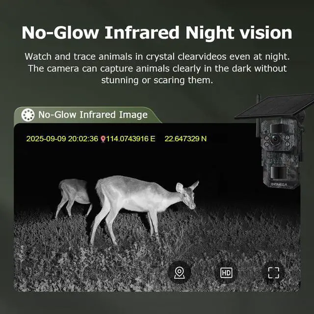 Alt view image 7 of 7 - 4G LTE Solar Trail Camera, 12MP 940nm No-Glow Full Color Night Vision, Dual PIR Motion Detection, Built-in GPS, Two-Way Audio, IP66 Camouflage Wildlife Hunting Camera for Outdoor Monitoring