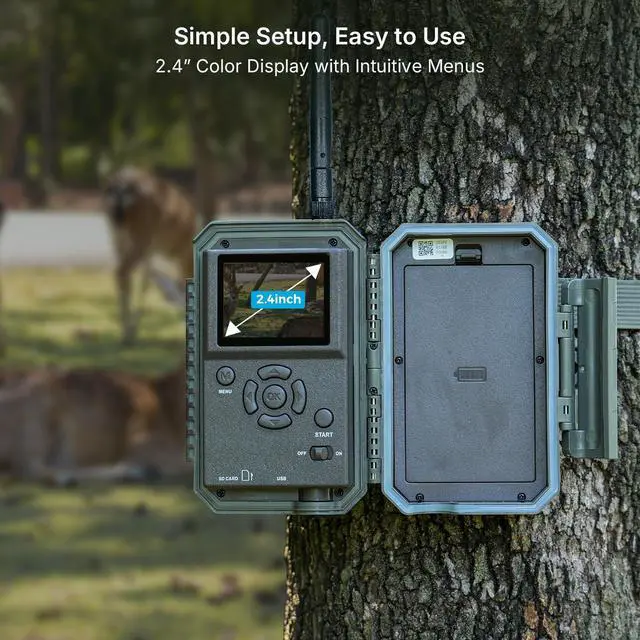 Alt view image 4 of 4 - Trail Camera P80 Pro, WiFi Bluetooth (Non Cellular), Super-Low-Light Sensitivity, 110° View Angle, 48MP 1296p Game Camera, No Glow Night Vision, Motion Activated, Waterproof