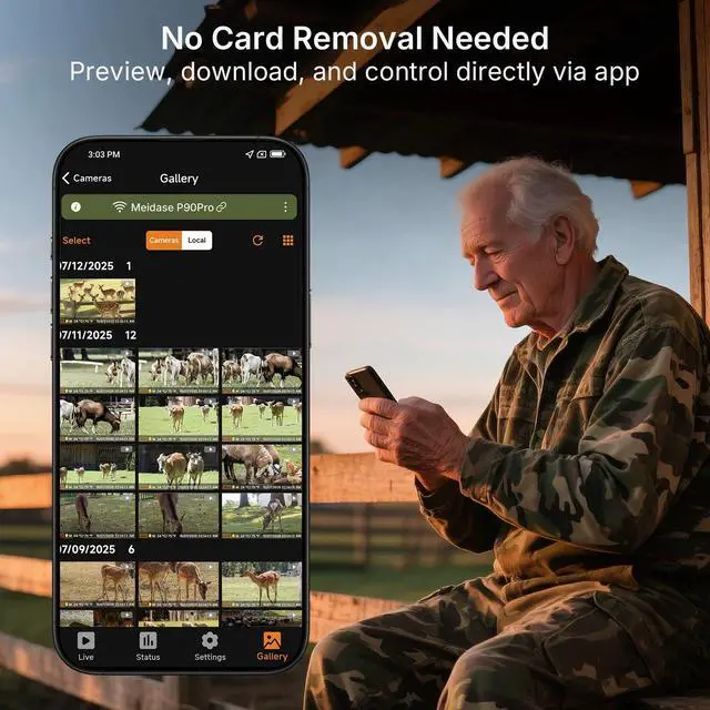 Alt view image 5 of 7 - P90 Pro WiFi Trail Camera (Non-Cellular), 64MP 1296p HD Video, No-Glow Night Vision, Bluetooth App Control, Motion Activated, IP66 Waterproof Game Camera for Wildlife & Backyard Monitoring