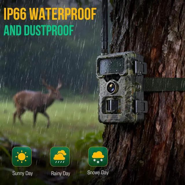 Alt view image 7 of 7 - Trail Camera 4G Cellular 2K 48MP, Game Cameras with Night Vision Motion Activated Waterproof,Deer Cams Wildlife Cameras for Backyard Outdoor Wireless (32GB TF Card Included)