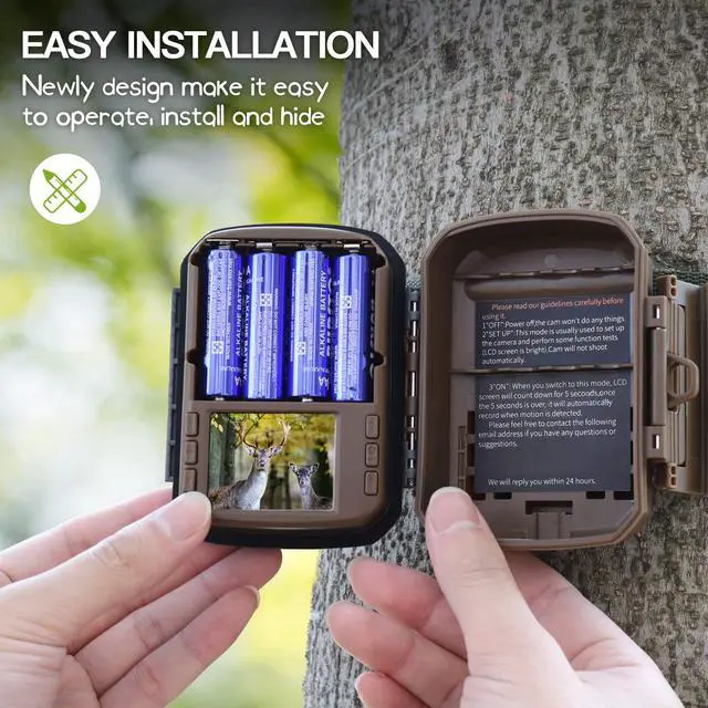 Alt view image 4 of 5 - Trail Camera 2 Pack 36 MP 2.7K Game Camera 32GB Memory Card 4 Batteries Time 2.0" LCD Screen, Trail Cameras with 120°Wide Night Vision IP66 Waterproof for Monitoring Wildlife Trail Cam