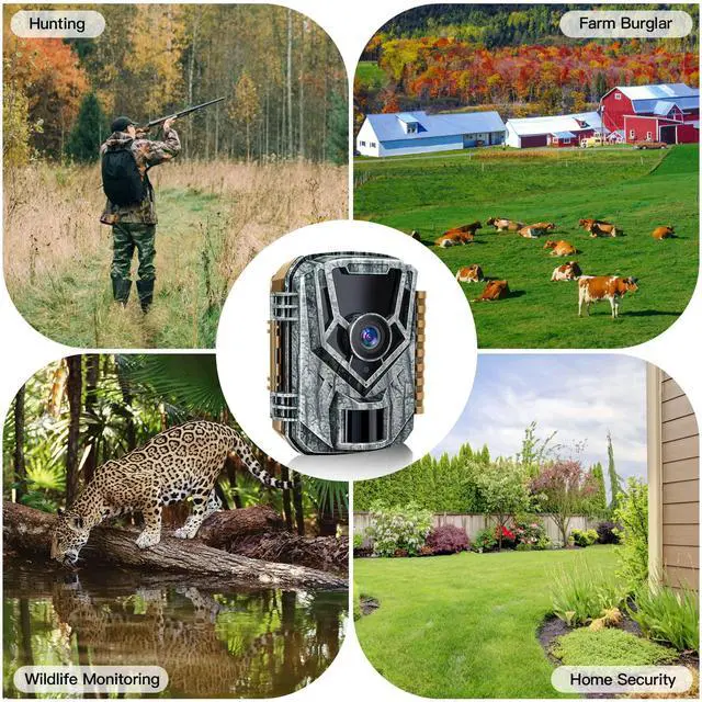 Alt view image 5 of 5 - Trail Camera 2 Pack 36 MP 2.7K Game Camera 32GB Memory Card 4 Batteries Time 2.0" LCD Screen, Trail Cameras with 120°Wide Night Vision IP66 Waterproof for Monitoring Wildlife Trail Cam