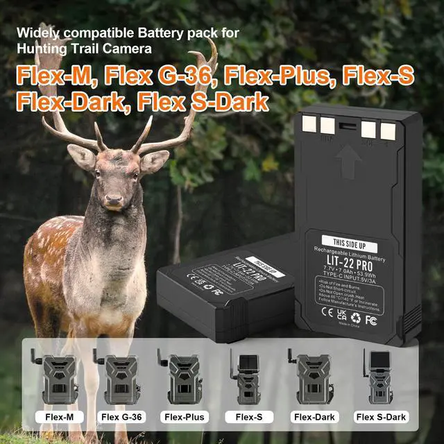 Alt view image 2 of 7 - 2 Pack 7000mAh LIT-22 Pro Battery for Spypoint Cellular Trail Cameras