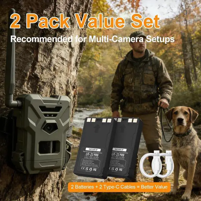 Alt view image 4 of 7 - 2 Pack 7000mAh LIT-22 Pro Battery for Spypoint Cellular Trail Cameras