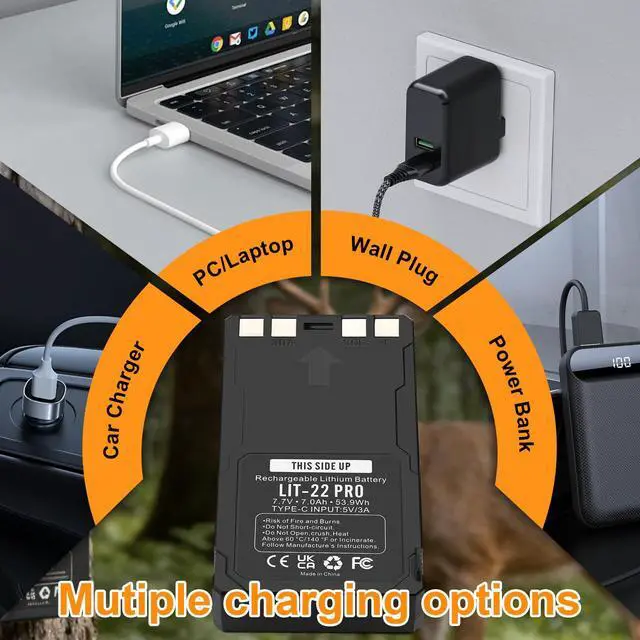 Alt view image 7 of 7 - 2 Pack 7000mAh LIT-22 Pro Battery for Spypoint Cellular Trail Cameras
