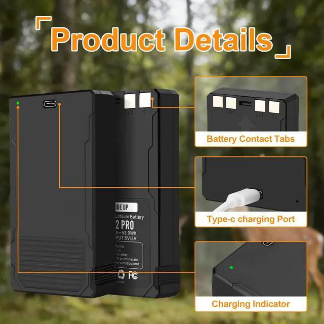 Alt view image 5 of 7 - 2 Pack 7000mAh LIT-22 Pro Battery for Spypoint Cellular Trail Cameras