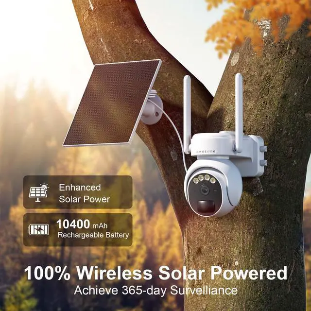 Alt view image 7 of 7 - 4G LTE Cellular Security Camera Outdoor, Free Cloud Storage, Off Grid Security Camera No WiFi Solar Powered, 360° PTZ Solar Camera Outdoor Wireless, 2K HD, PIR Motion Sensor, 2 Packs