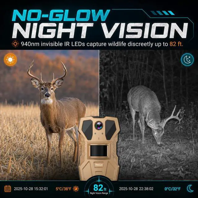 Alt view image 3 of 7 - 4G Cellular Trail Camera w/Live Feed, AI Detection for Deer, 33MP Photo 2K HD Video, Solar-Powered Live Streaming Game Camera No-Glow IR Flash, 120° FOV, IP65 Waterproof, 32GB SD Card Included