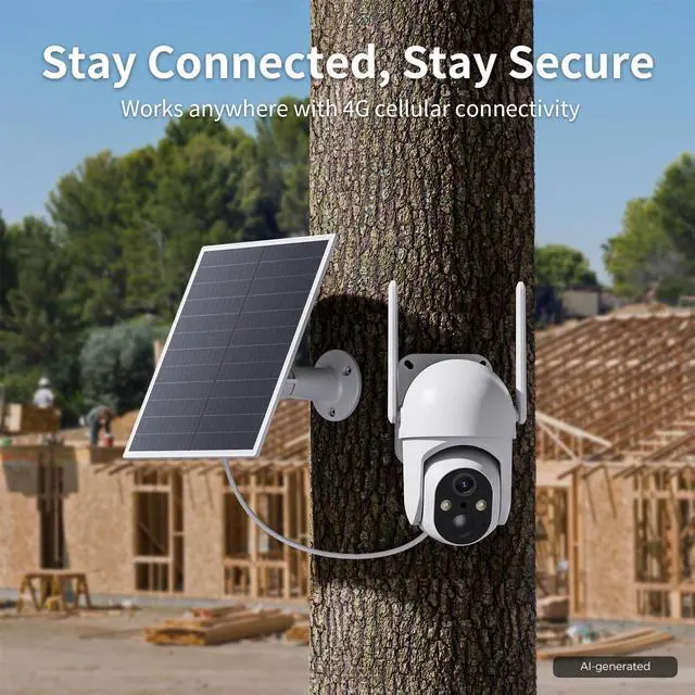 Alt view image 3 of 7 - 2 Pack 4G LTE Cellular Security Cameras, Solar Powered Outdoor Camera No WiFi Needed for Farm&Ranch, 2K Night Vision, 360° View, Built in SIM Card(Support Verizon/AT&T/T-Mobile) - White