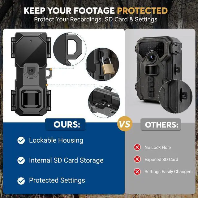 Alt view image 2 of 7 - 36MP 2K Mini Trail Camera with Secure Mounting, IP66 Waterproof
