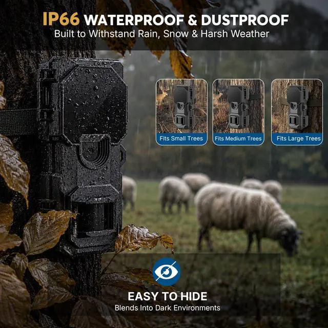 Alt view image 4 of 7 - 36MP 2K Mini Trail Camera with Secure Mounting, IP66 Waterproof