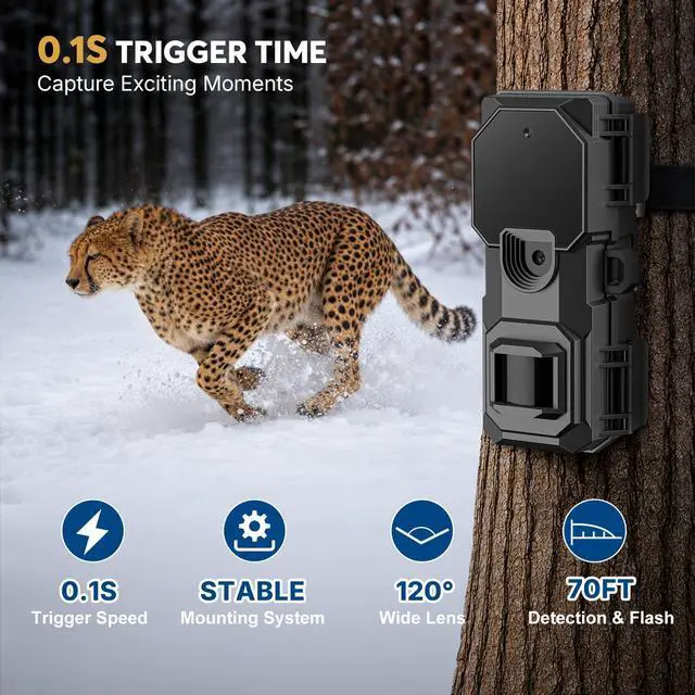 Alt view image 7 of 7 - 36MP 2K Mini Trail Camera with Secure Mounting, IP66 Waterproof