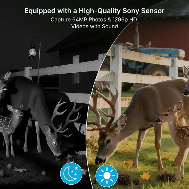 Alt view image 3 of 7 - P200 WiFi Trail Camera, 64MP 1296P Bluetooth Game Camera with No-Glow Night Vision Motion Activated Waterproof, Hunting Deer Camera (App Control, Non-Cellular)