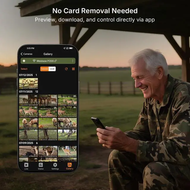 Alt view image 5 of 7 - P200 WiFi Trail Camera, 64MP 1296P Bluetooth Game Camera with No-Glow Night Vision Motion Activated Waterproof, Hunting Deer Camera (App Control, Non-Cellular)