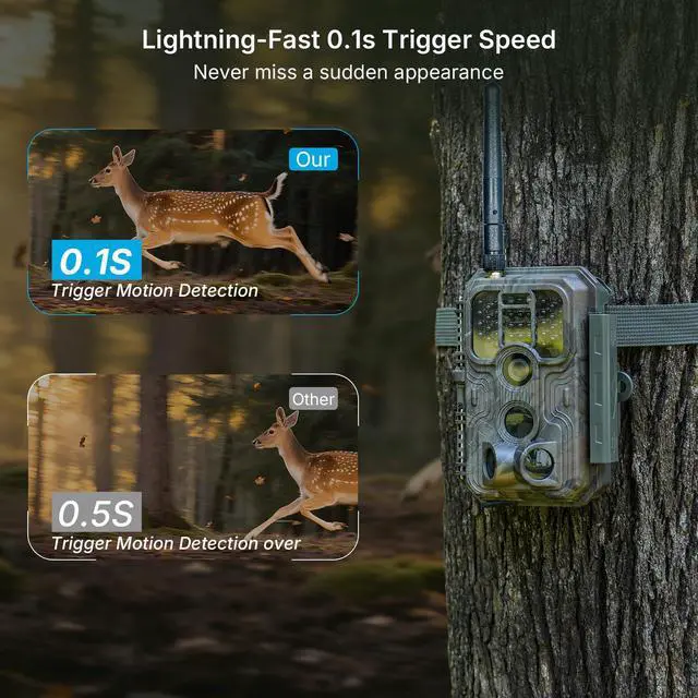 Alt view image 6 of 7 - P200 WiFi Trail Camera, 64MP 1296P Bluetooth Game Camera with No-Glow Night Vision Motion Activated Waterproof, Hunting Deer Camera (App Control, Non-Cellular)